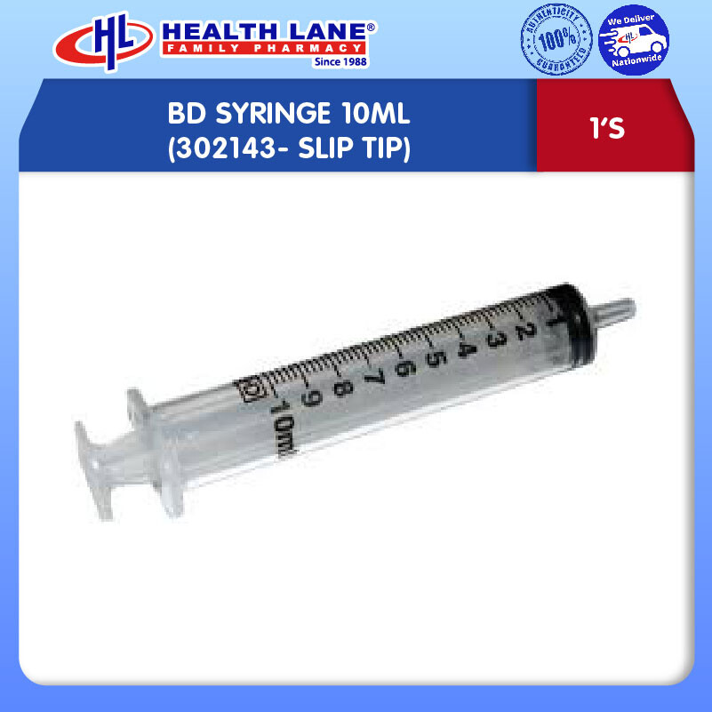 BD SYRINGE 10ML (302143- SLIP TIP) 1'S 
